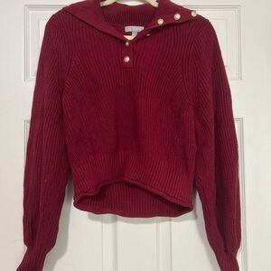 J. Crew Burgundy Cowl Neck Sweater with Gold Buttons